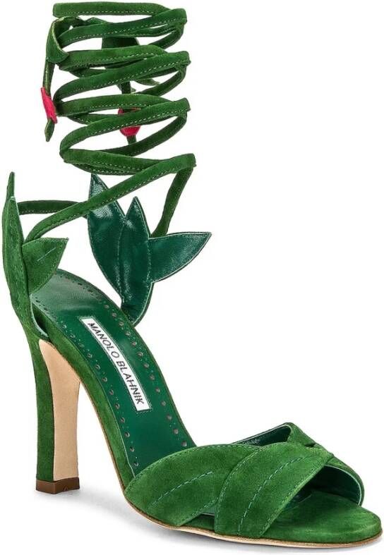 Manolo Blahnik Ossie Wrap Sandalen Green Dames