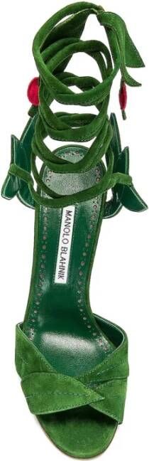 Manolo Blahnik Ossie Wrap Sandalen Green Dames