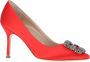 Manolo Blahnik Rode Satijnen Pumps met puntige neus Red Dames - Thumbnail 2