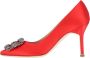 Manolo Blahnik Rode Satijnen Pumps met puntige neus Red Dames - Thumbnail 3