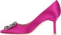 Manolo Blahnik Paarse Satijnen Kristal Gesp Pumps Purple Dames - Thumbnail 2