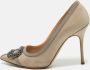 Manolo Blahnik Pre-owned Canvas heels Beige Dames - Thumbnail 2