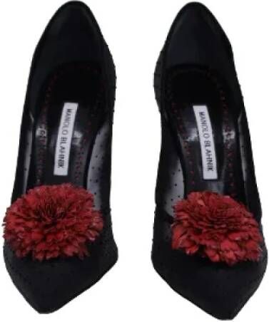 Manolo Blahnik Pre-owned Cotton heels Black Dames
