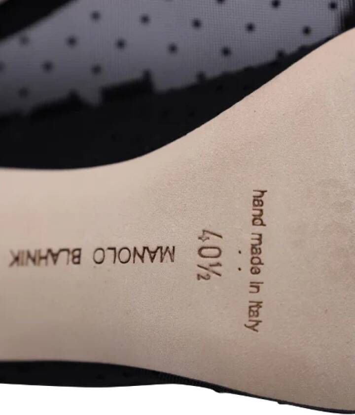 Manolo Blahnik Pre-owned Cotton heels Black Dames