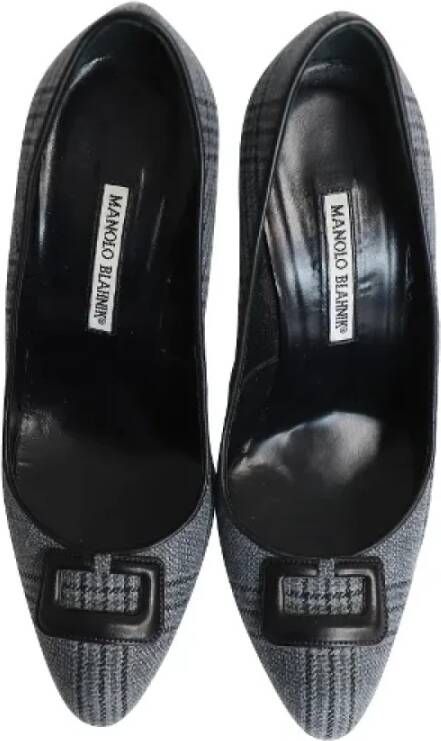 Manolo Blahnik Pre-owned Cotton heels Gray Dames