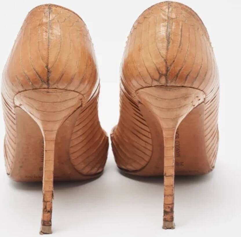 Manolo Blahnik Pre-owned Fabric heels Brown Dames