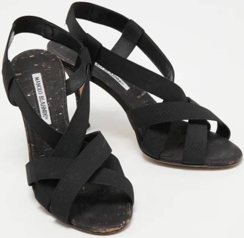 Manolo Blahnik Pre-owned Fabric sandals Black Dames