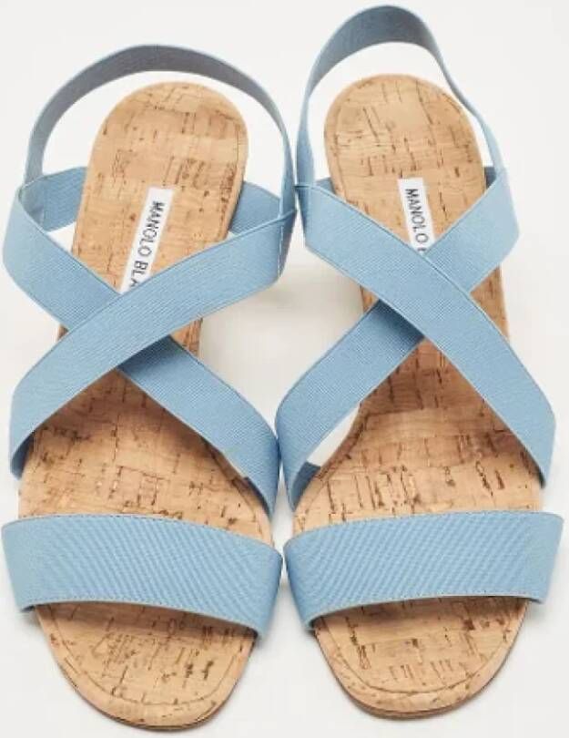 Manolo Blahnik Pre-owned Fabric sandals Blue Dames