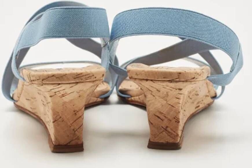 Manolo Blahnik Pre-owned Fabric sandals Blue Dames