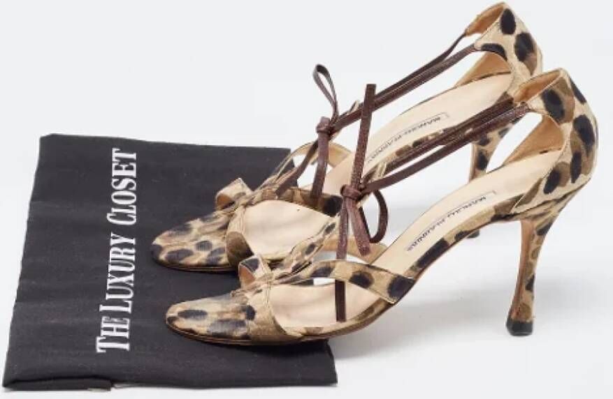 Manolo Blahnik Pre-owned Fabric sandals Brown Dames