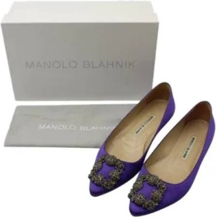 Manolo Blahnik Pre-owned Leather flats Purple Dames
