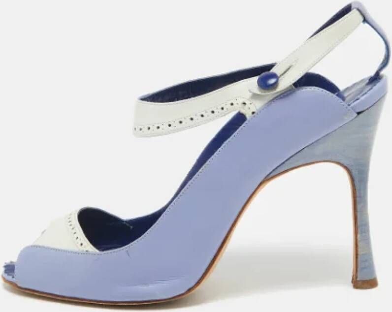 Manolo Blahnik Pre-owned Leather heels Blue Dames