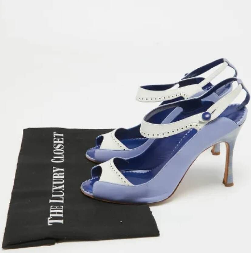 Manolo Blahnik Pre-owned Leather heels Blue Dames