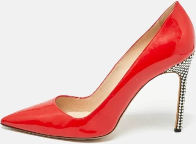Manolo Blahnik Pre-owned Leather heels Red Dames