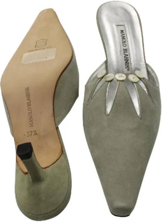 Manolo Blahnik Pre-owned Leather mules Gray Dames