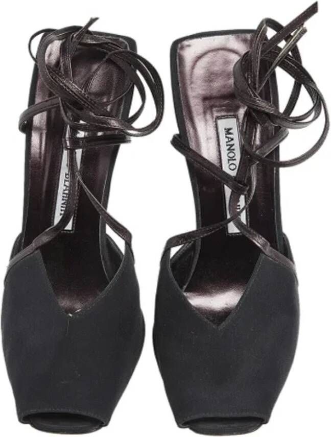 Manolo Blahnik Pre-owned Leather sandals Black Dames