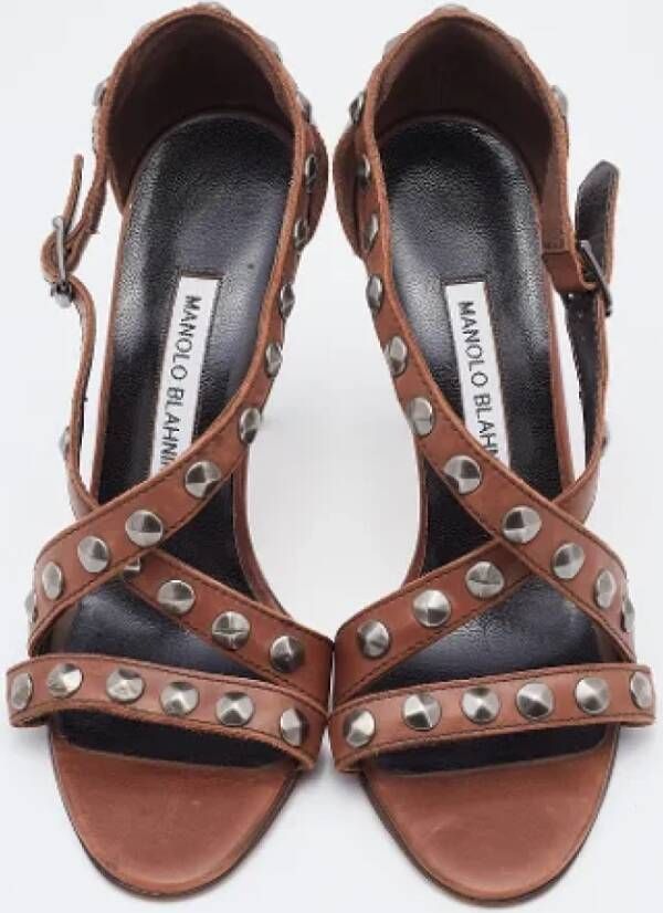 Manolo Blahnik Pre-owned Leather sandals Brown Dames
