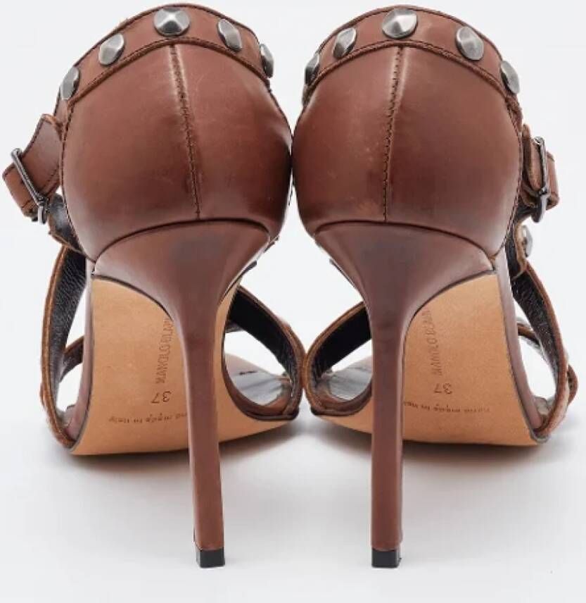 Manolo Blahnik Pre-owned Leather sandals Brown Dames