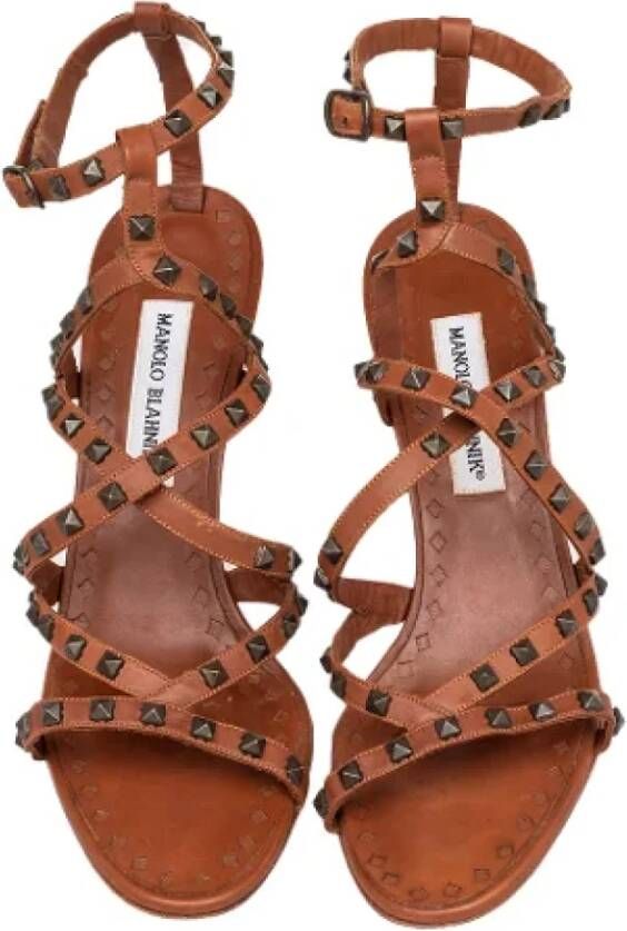 Manolo Blahnik Pre-owned Leather sandals Brown Dames