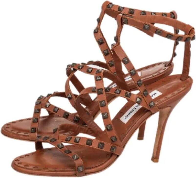 Manolo Blahnik Pre-owned Leather sandals Brown Dames