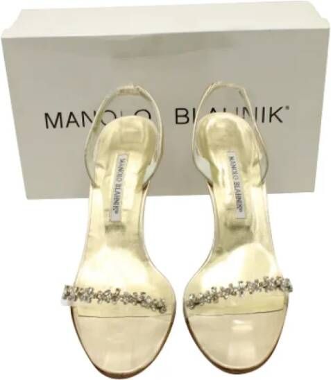 Manolo Blahnik Pre-owned Leather sandals Gray Dames