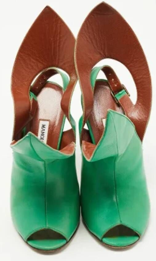 Manolo Blahnik Pre-owned Leather sandals Green Dames