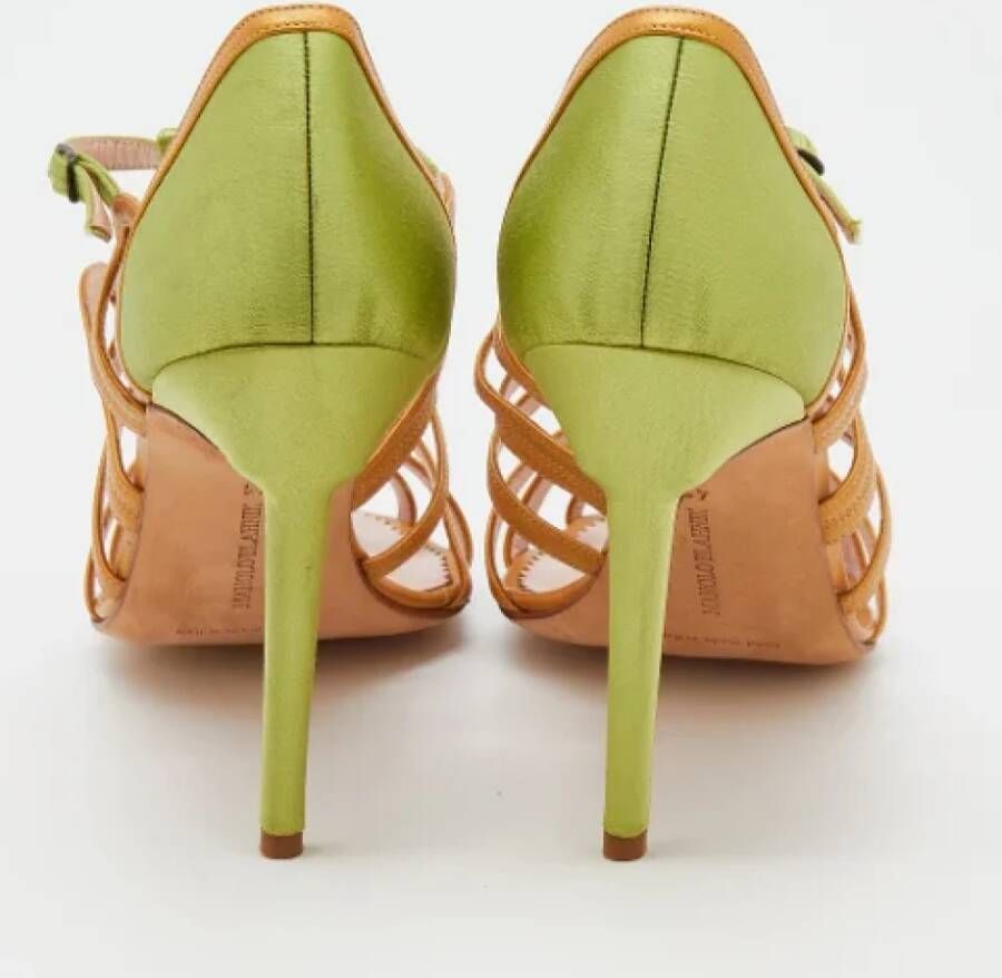 Manolo Blahnik Pre-owned Leather sandals Green Dames