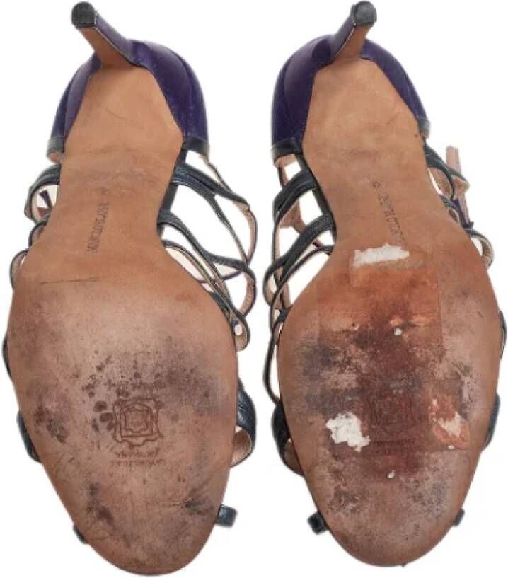 Manolo Blahnik Pre-owned Leather sandals Purple Dames