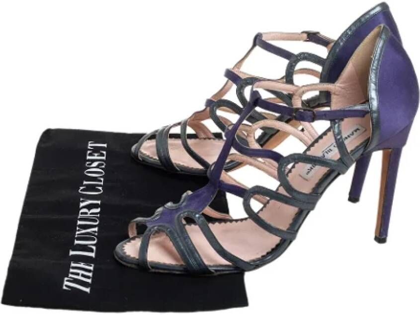 Manolo Blahnik Pre-owned Leather sandals Purple Dames