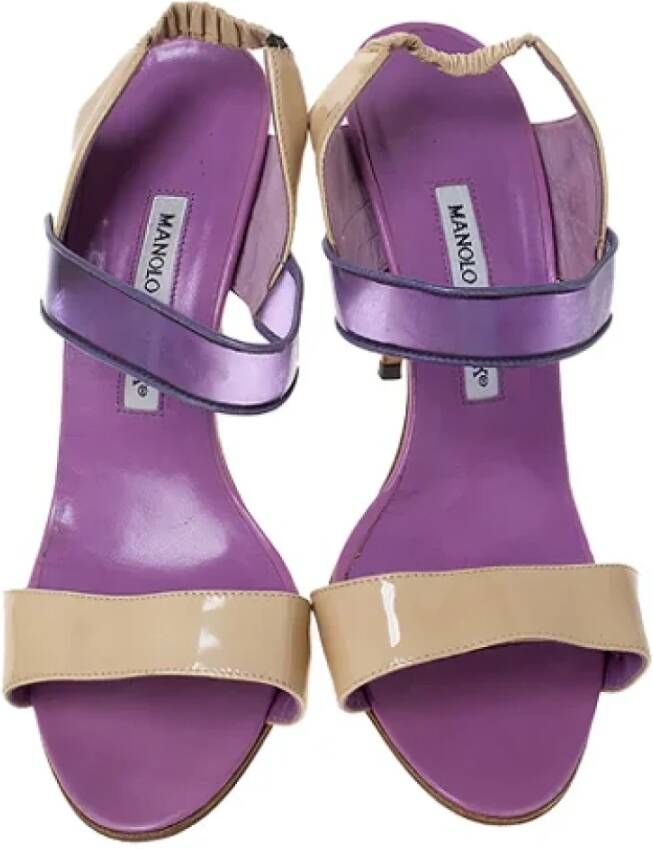 Manolo Blahnik Pre-owned Leather sandals Purple Dames