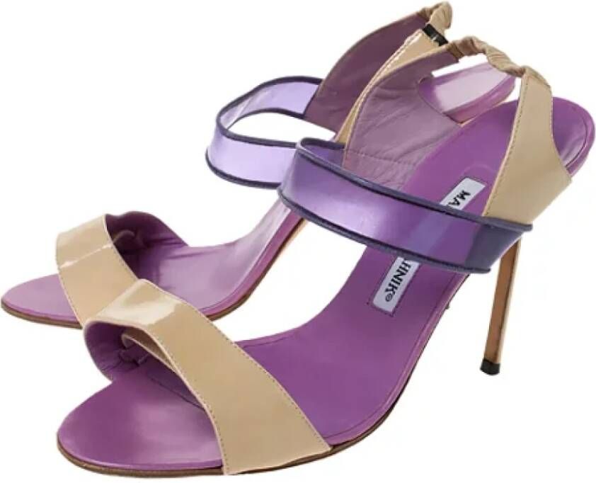 Manolo Blahnik Pre-owned Leather sandals Purple Dames