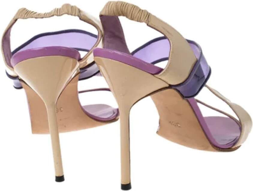 Manolo Blahnik Pre-owned Leather sandals Purple Dames