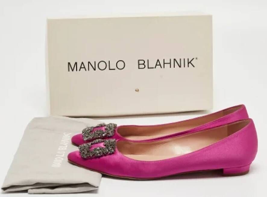 Manolo Blahnik Pre-owned Satin flats Pink Dames