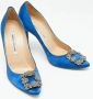 Manolo Blahnik Pre-owned Satin heels Blue Dames - Thumbnail 4