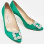 Manolo Blahnik Pre-owned Satin heels Green Dames - Thumbnail 4