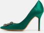 Manolo Blahnik Pre-owned Satin heels Green Dames - Thumbnail 2