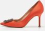 Manolo Blahnik Pre-owned Satin heels Orange Dames - Thumbnail 2