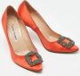 Manolo Blahnik Pre-owned Satin heels Orange Dames - Thumbnail 4