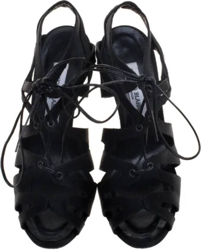 Manolo Blahnik Pre-owned Satin sandals Black Dames