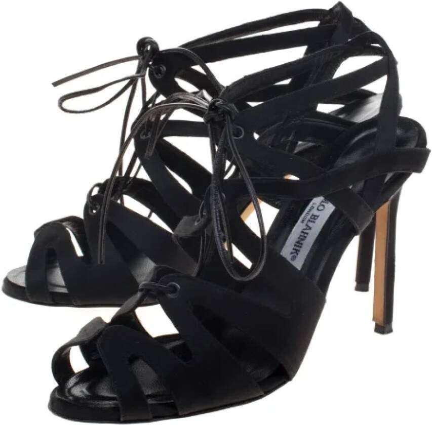 Manolo Blahnik Pre-owned Satin sandals Black Dames