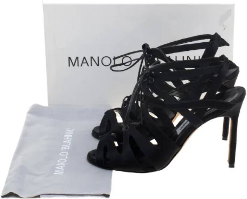 Manolo Blahnik Pre-owned Satin sandals Black Dames