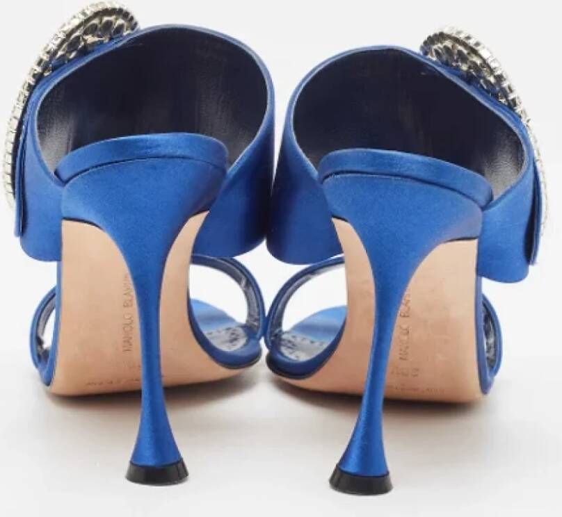 Manolo Blahnik Pre-owned Satin sandals Blue Dames