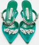 Manolo Blahnik Pre-owned Satin sandals Green Dames - Thumbnail 2