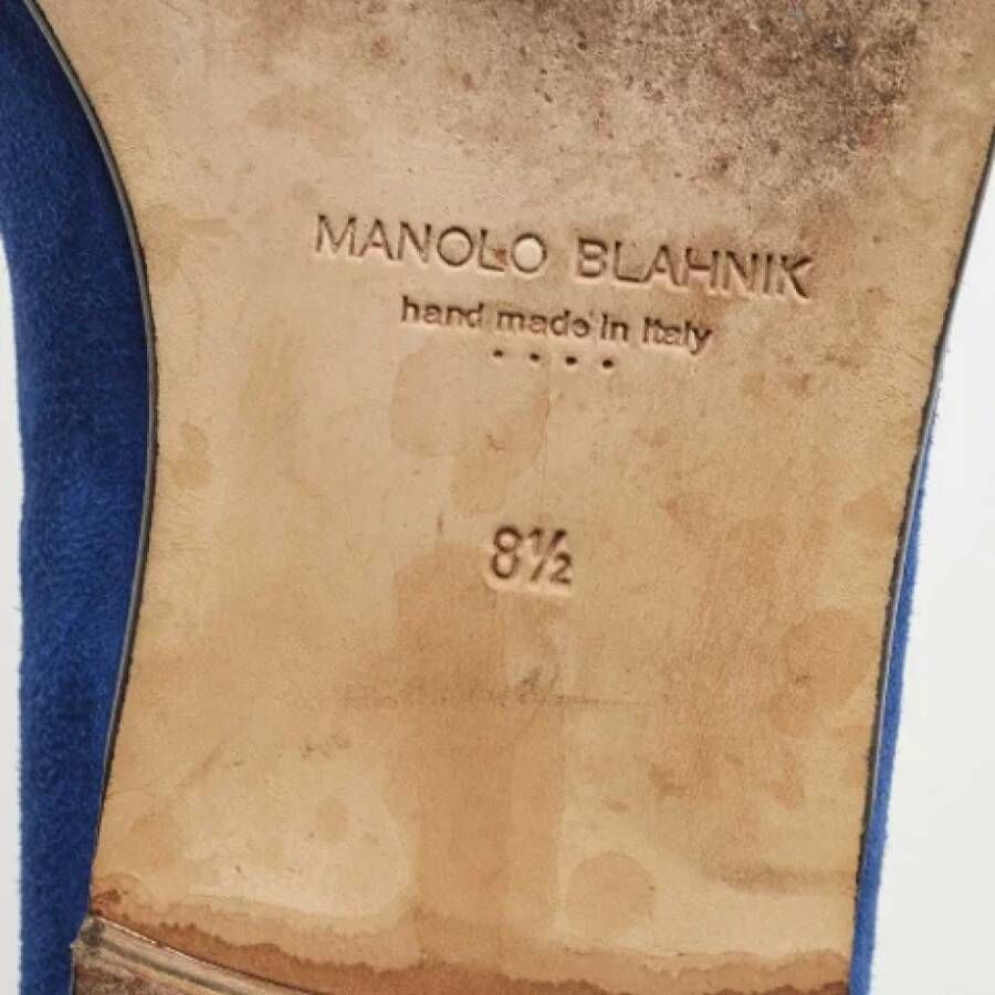 Manolo Blahnik Pre-owned Suede flats Blue Dames