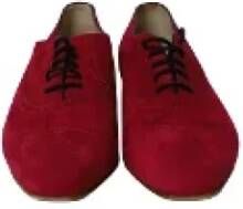 Manolo Blahnik Pre-owned Suede flats Red Dames