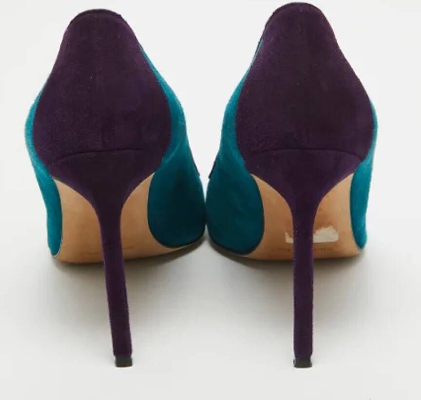 Manolo Blahnik Pre-owned Suede heels Blue Dames