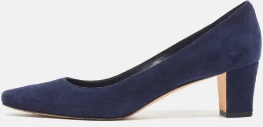 Manolo Blahnik Pre-owned Suede heels Blue Dames