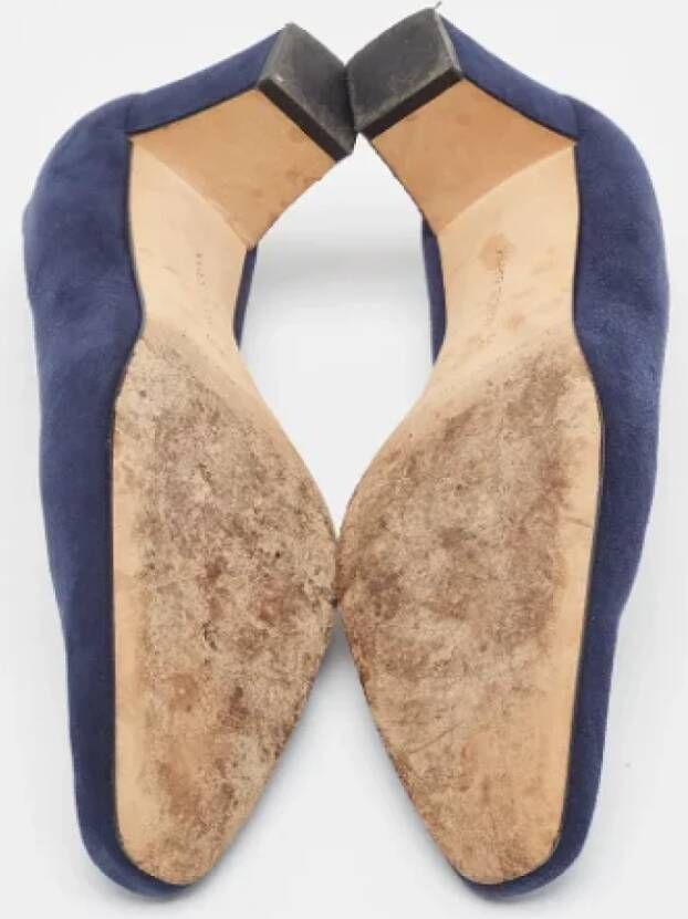 Manolo Blahnik Pre-owned Suede heels Blue Dames