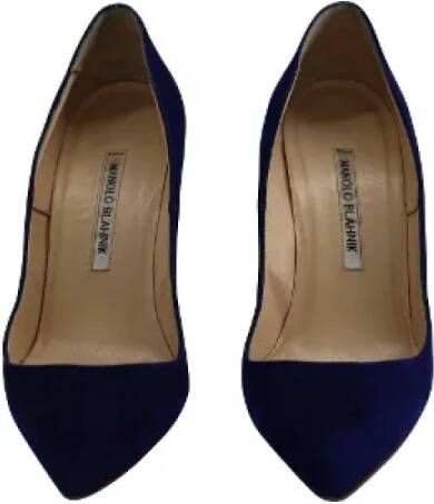 Manolo Blahnik Pre-owned Suede heels Blue Dames