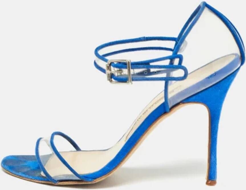 Manolo Blahnik Pre-owned Suede heels Blue Dames
